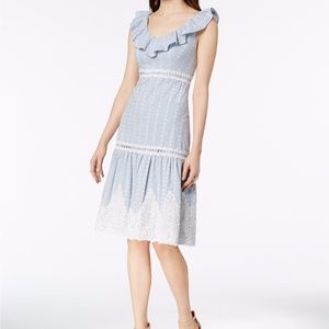 JAX Ruffle Lace-Appliqué Tiered Dress